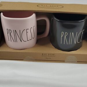 NEW RAE DUNN PRINCESS PRINCE MARRIAGE WEDDING COUPLE COFFEE MUG GIFT SET
